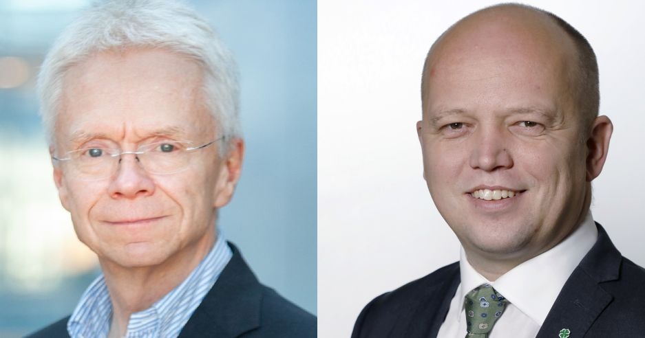 Utlavgsleder Tore Bråthen og finansminister Trygve Slagsvold Vedum
